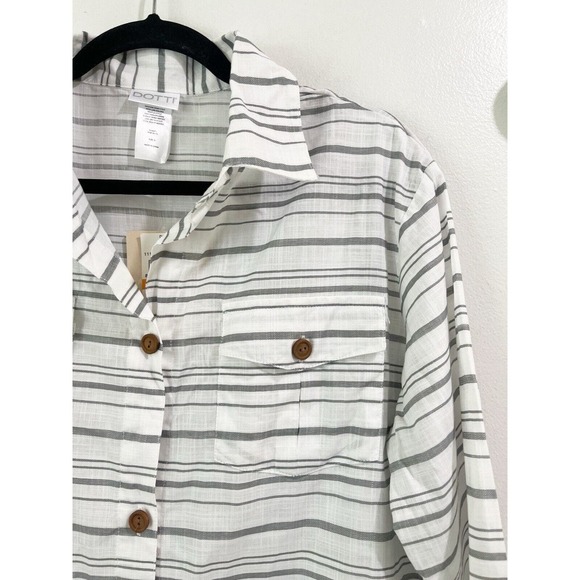 NWT Dotti Baja White Gray Striped Cotton Button Up Dress Swim Cover-up Sz Small - Picture 5 of 9